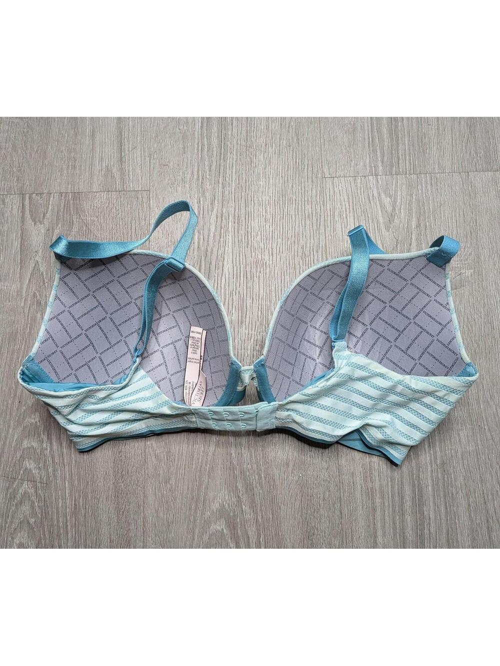 Victoria's Secret Bra Womens 36DD Blue Perfect Shape Striped T-Shirt Padded - Picture 4 of 7